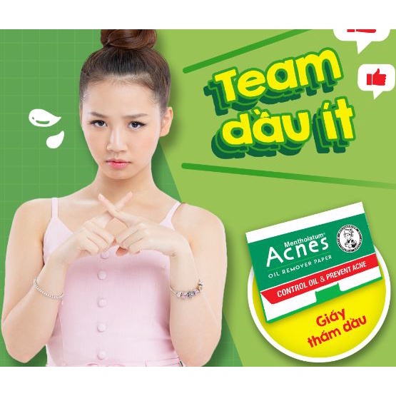 Giấy thắm dầu acnes mentholatum, oil remover paper control oil & prevent acne 100tờ