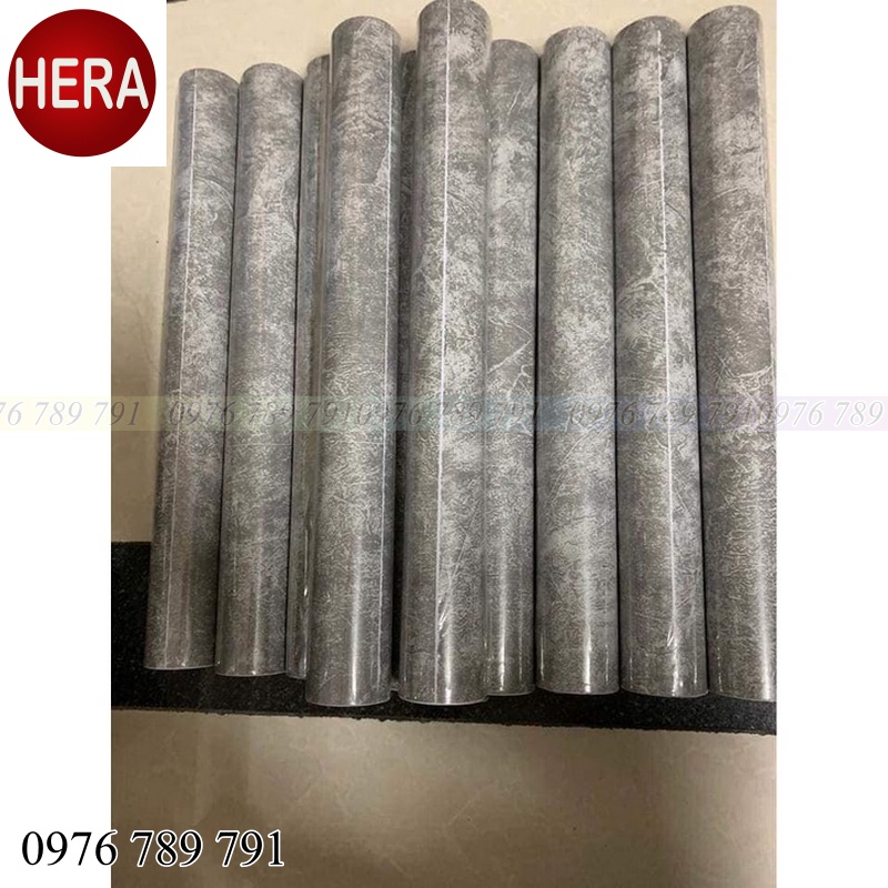 Giấy Dán Tường Xi Măng Xám Cuộn 10m Có Keo Sẵn, Decal Dán Tường Màu Giả Bê Tông Cho Phòng Ngủ HERA