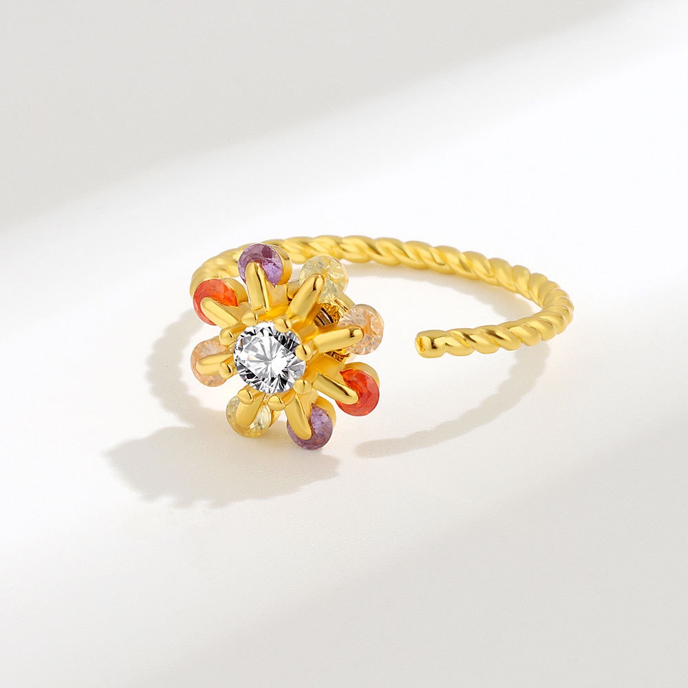 Bán Chạy Nhẫn Hở Dạng Xoay Pha Lê Năm Cánh Có Thể Xoay Cho Nữ