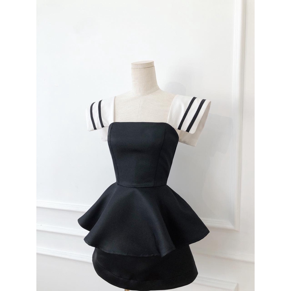 [HÀNG THIẾT KẾ CAO CẤP] Áo Peplum Cổ Vuông Chít Eo Tôn Dáng Màu Đen