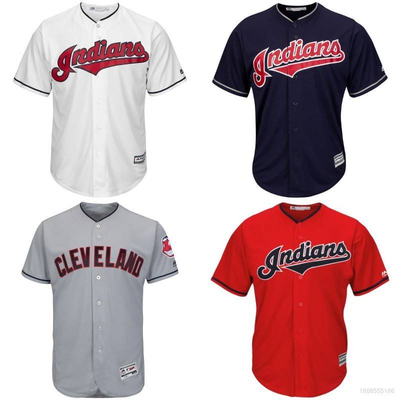 Áo Khoác Bóng Chày Thể Thao Giản Dị MLB Cleveland Indians Jersey Plus Size