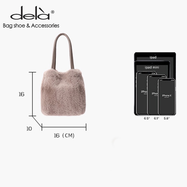 Dela Túi Đeo Chéo Phủ Lông Phong Cách Nhật Hàn Thời Trang Thu Đông Xinh Xắn Cho Nữ