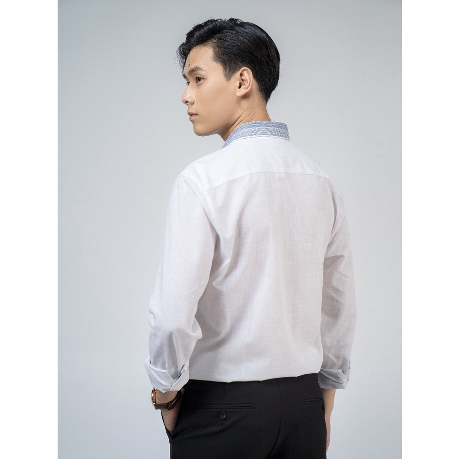 OWEN - Áo sơ mi dài tay Owen Regular fit chất sợi tre kẻ dọc xám 220127