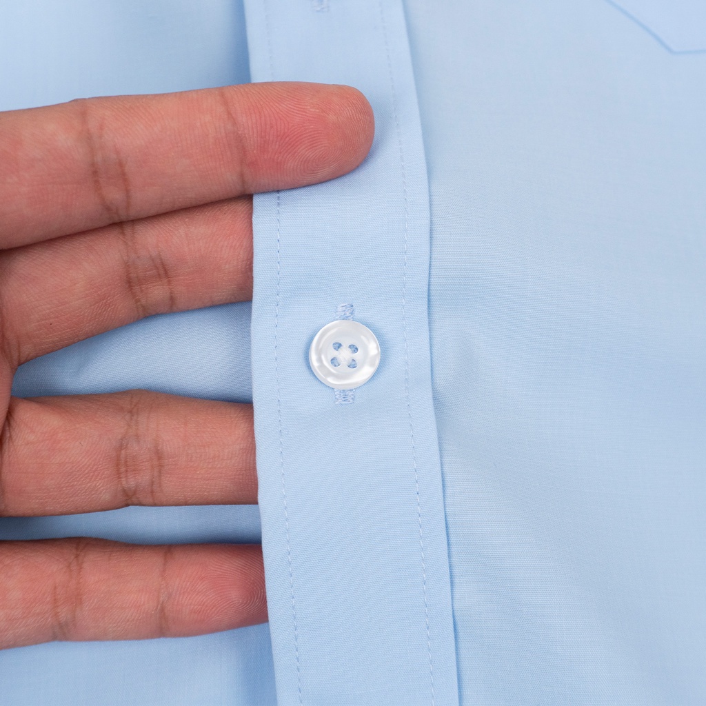 Áo Sơ Mi Nam Công Sở Trung Niên Anton Somianton Ngắn Tay Trơn Màu Xanh Vải Cotton  - YSN14
