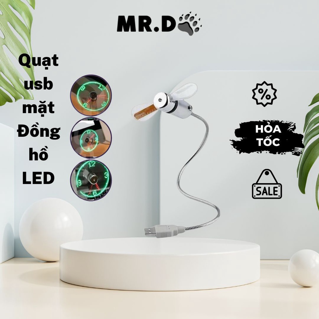Quạt USB tích hợp Đồng hồ LED I LOVE YOU NICE DAY làm quà tặng