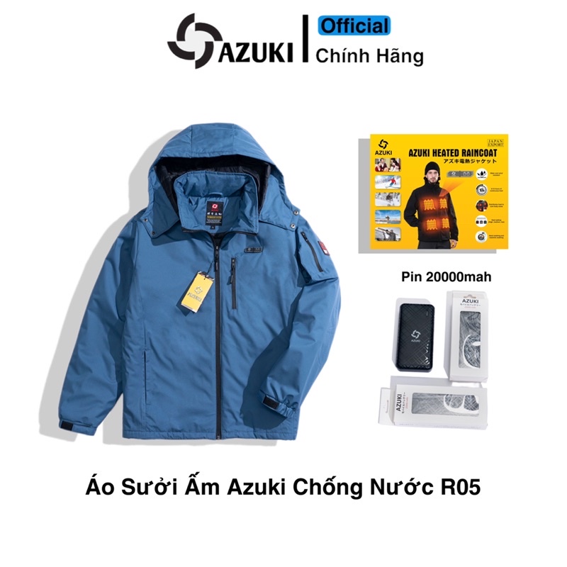 Áo Sưởi AZUKI Raincoat R05 Chống Mưa Tuyệt Đối, Pin 20000mah Thời Gian Từ 10 Đến 15 Tiếng