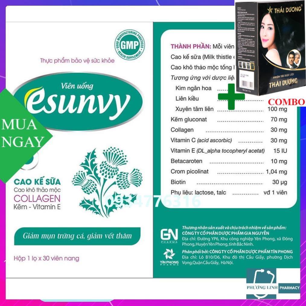 Combo Gội Là Đen Thái Dương+ Bộ sản phẩm ESUNVY chăm sóc da chuyên nghiệp