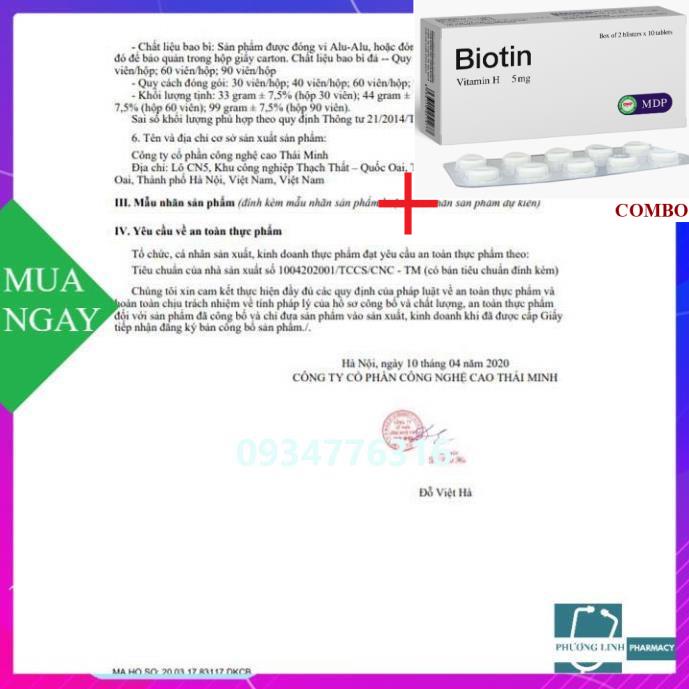 Combo Biotin 5mg+ Viên uống đề kháng X3 Immune Thái Minh hỗ trợ nâng cao sức đề kháng