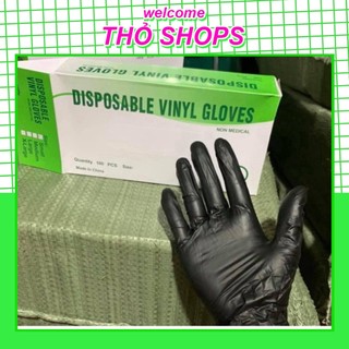 Găng Tay Đen Vinyl Không Bột Dùng Trong Phun Xăm