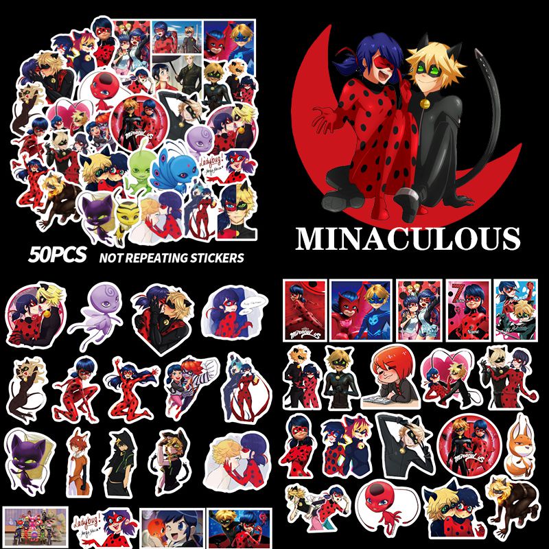 Bộ 50 Miếng Dán anime ladybug