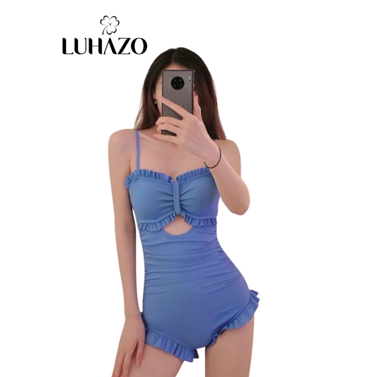 Bikini 1 mảnh liền thân đồ bơi nữ hai dây nơ ngực dễ thương thun gân cao cấp LUHAZO Quảng Châu 2195 B-12