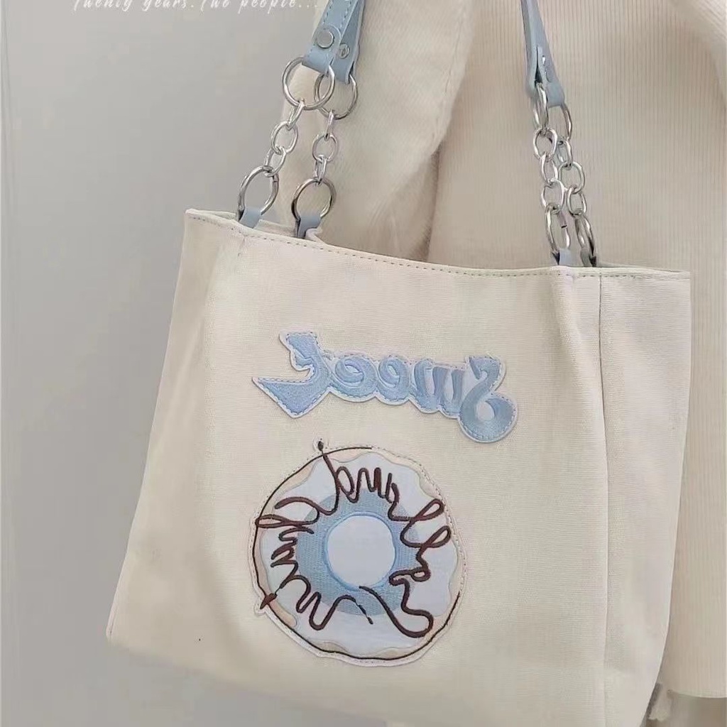 Túi xách Công suất lớn Túi đeo vai In thêu Hàn Quốc Túi vải 31 X 27 X 12CM