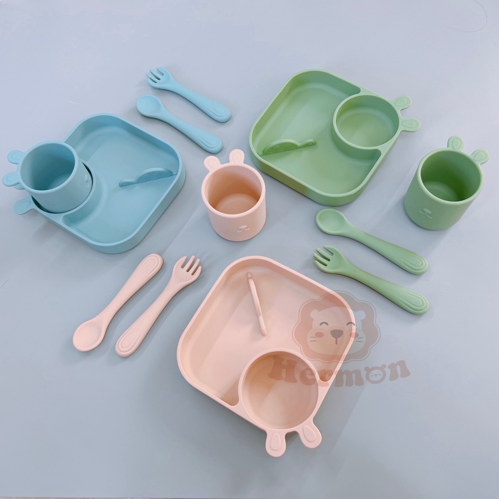 Set ăn dặm silicon Hermon hình thỏ - phân phối chính hãng Bonbonmart