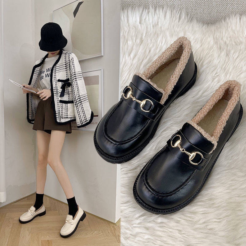 Giày Búp Bê Phối Lông Thú Thiết Kế Hợp Thời Trang Cho Phái Nữ