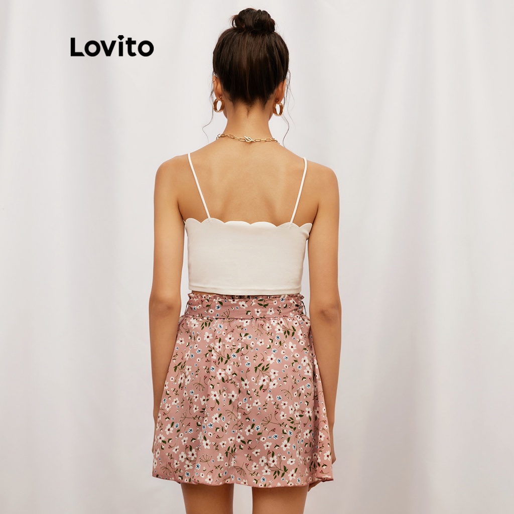 Lovito Bộ Váy Hai Dây Họa Tiết Hoa Và Con Sò Dễ Thương L19D110 (Màu Hồng)