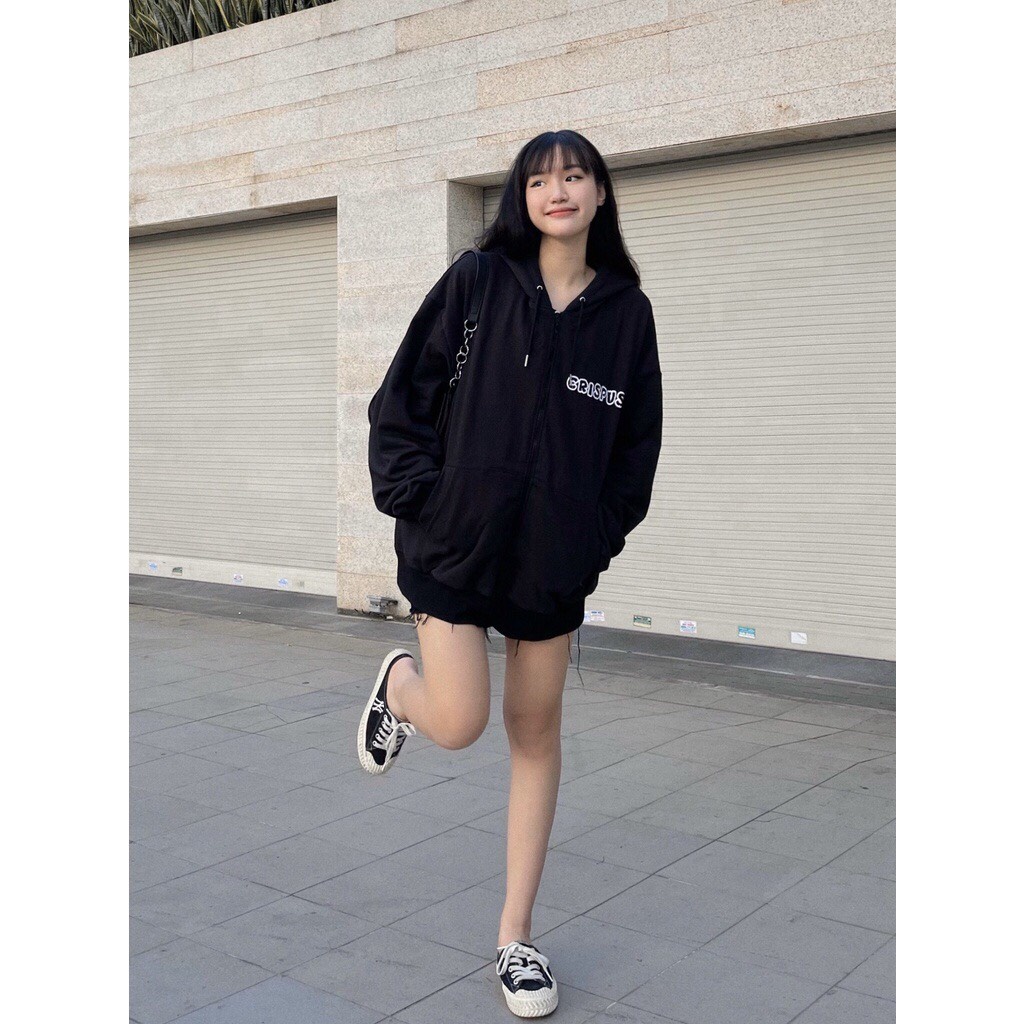 Áo khoác nữ Không Xù lông Crispus Dành Cho Nam Cho Nữ Có Mũ Chất Nỉ hoodie zip Form rộng dáng Unisex XUKA SHOP