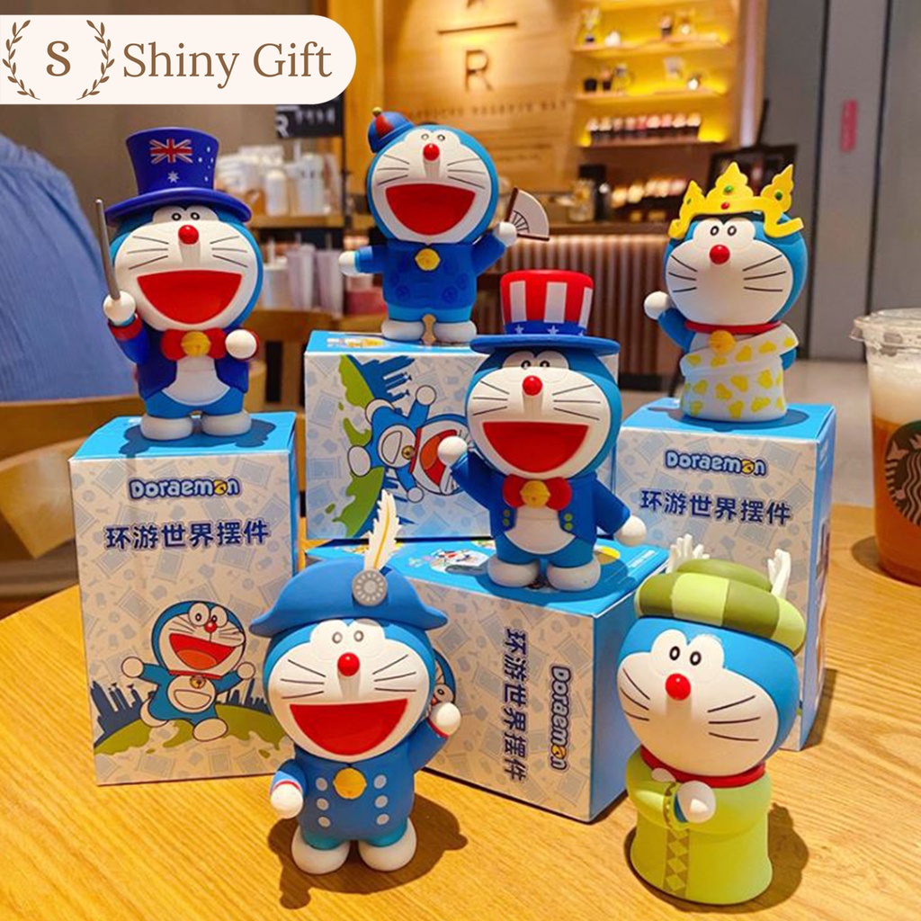 Mô hình doremon nhựa đúc siêu cute vòng quanh thế giới