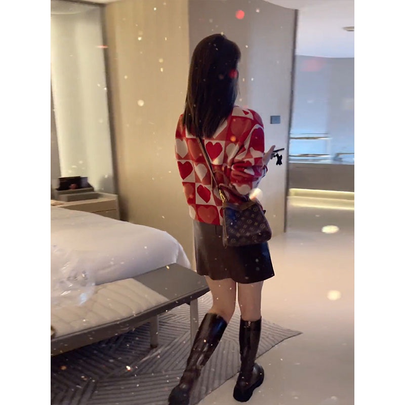 Áo Dệt Kim Tay Dài Cổ Tròn Dáng Rộng Họa Tiết Kẻ Sọc Thời Trang Hàn Quốc Cho Nữ