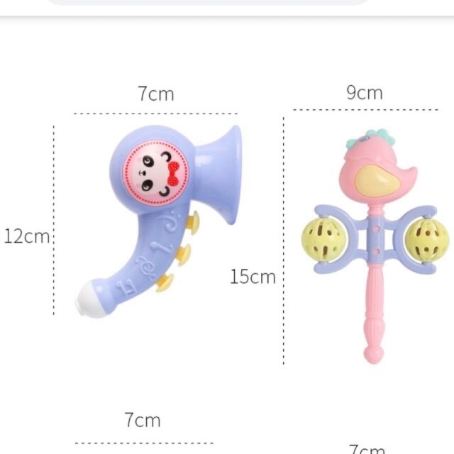 Chuông lục lạc cầm tay 7 món Guty Kids - Trống lục lạc nhiều món hình cực vui nhộn, dễ thương dành cho bé