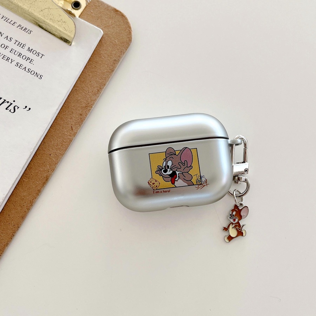 Vỏ Bảo Vệ Hộp Sạc Tai nghe không dây Airpods Pro 2 Gen 2022 Bằng Tpu PC Cứng Nhám Mạ Điện Chống Sốc / Trầy Xước Hình Mèo Và