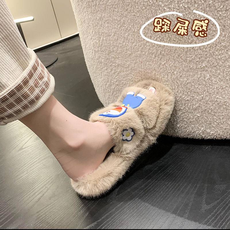 Dép đi trong nhà mùa đông Dép lông Dép Bông Đi Trong Nhà Hình Doraemon Dễ Thương Cho Nữ