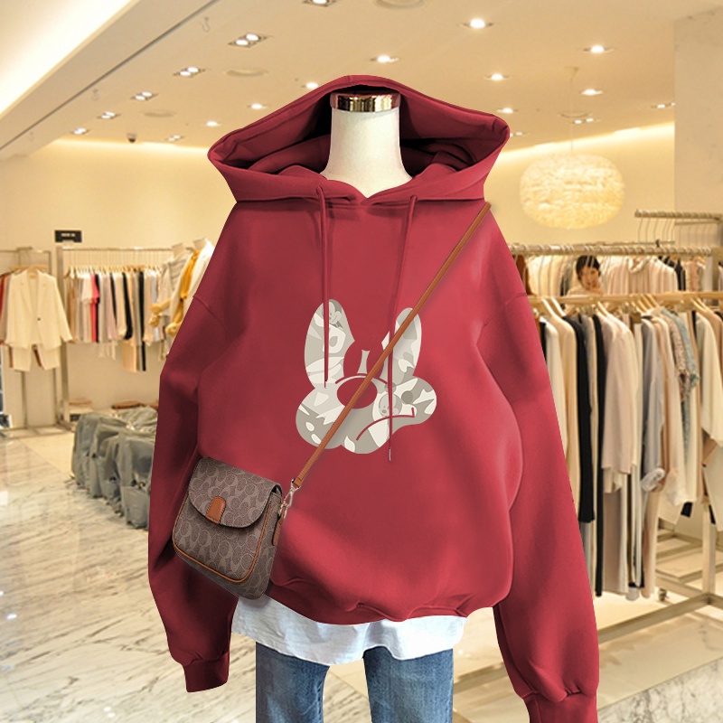 Áo Hoodie Nữ HappyFamily Xanh Rêu Thịnh Hành Năm Nay In Hình Chuột Mickey Chất Nỉ Da Cá 100 Cao Cấp