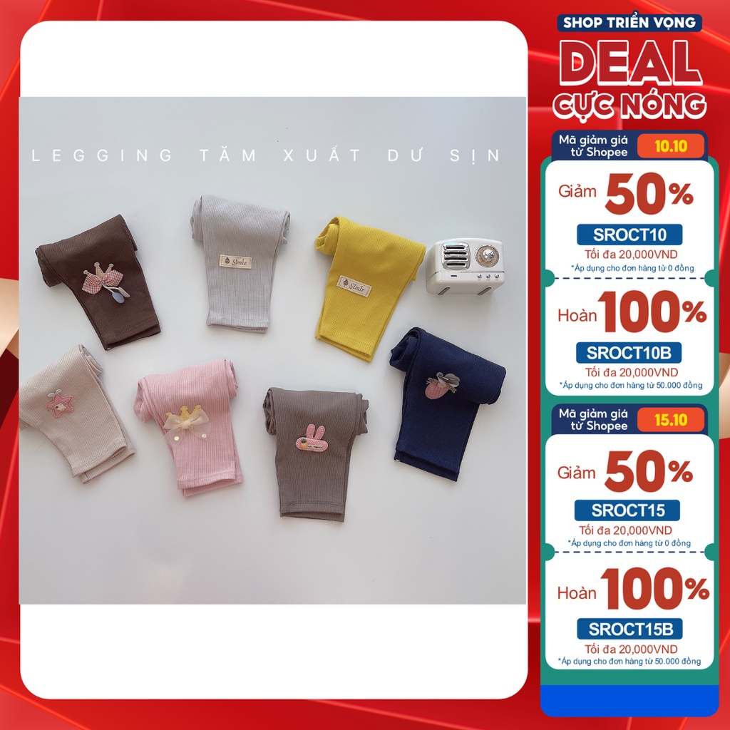 Quần legging 100% cotton tăm xuất dư dày dặn, mềm, co giãn