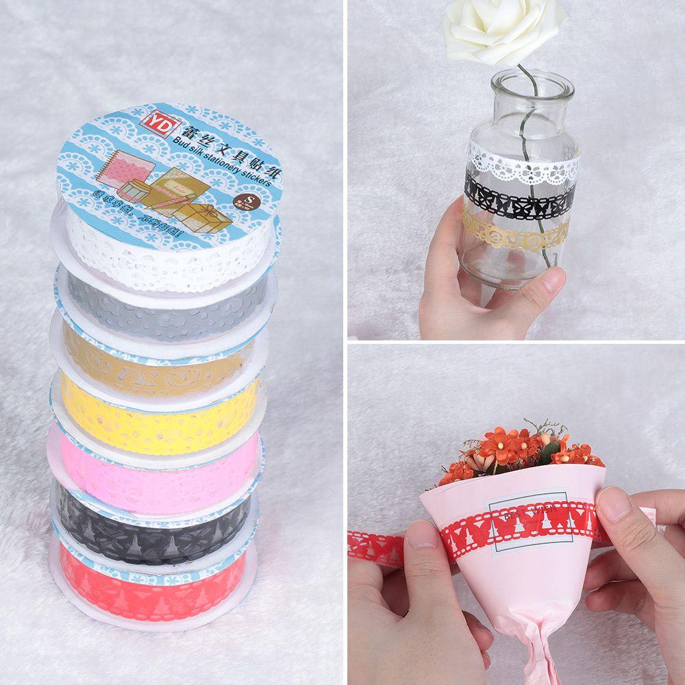 Cuộn Băng Keo Họa Tiết Hoa Lấp Lánh Dùng Trang Trí Sổ Tay DIY