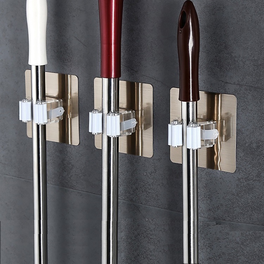 Giá Đỡ Chổi &amp; Cây Lau Nhà Bằng Nhựa Dán Tường Chống Nước