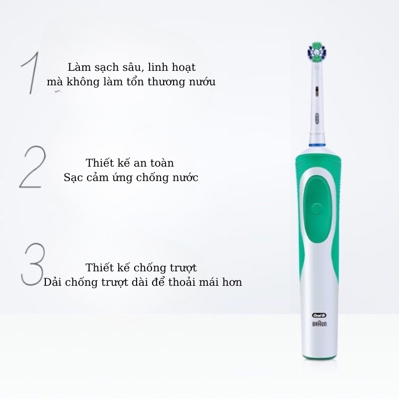 [Mua1tặng4] Bàn chải điện đánh răng Braun OralB, bàn chải Oral b D12 Vitality chính hãng làm sạch răng,hạn chế viêm nướu