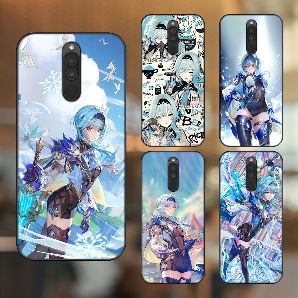 Ốp lưng Xiaomi Redmi 8 viền đen in hình Eula Genshin Impact