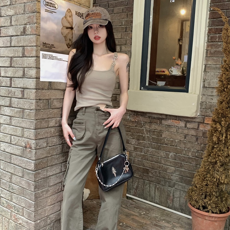 IELGY  Áo Không Tay Phong Cách retro Mỹ Cho Nữ