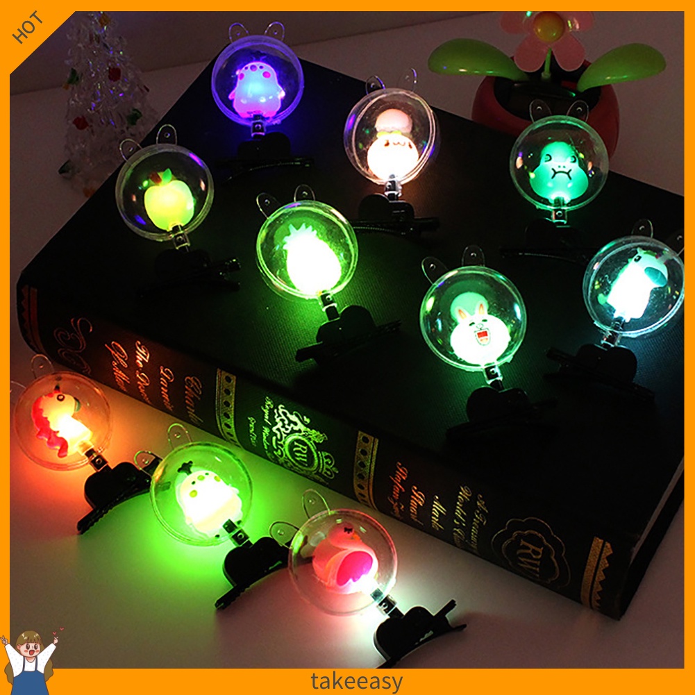 Kẹp tóc trong suốt gắn đèn LED phát sáng dễ thương độc đáo