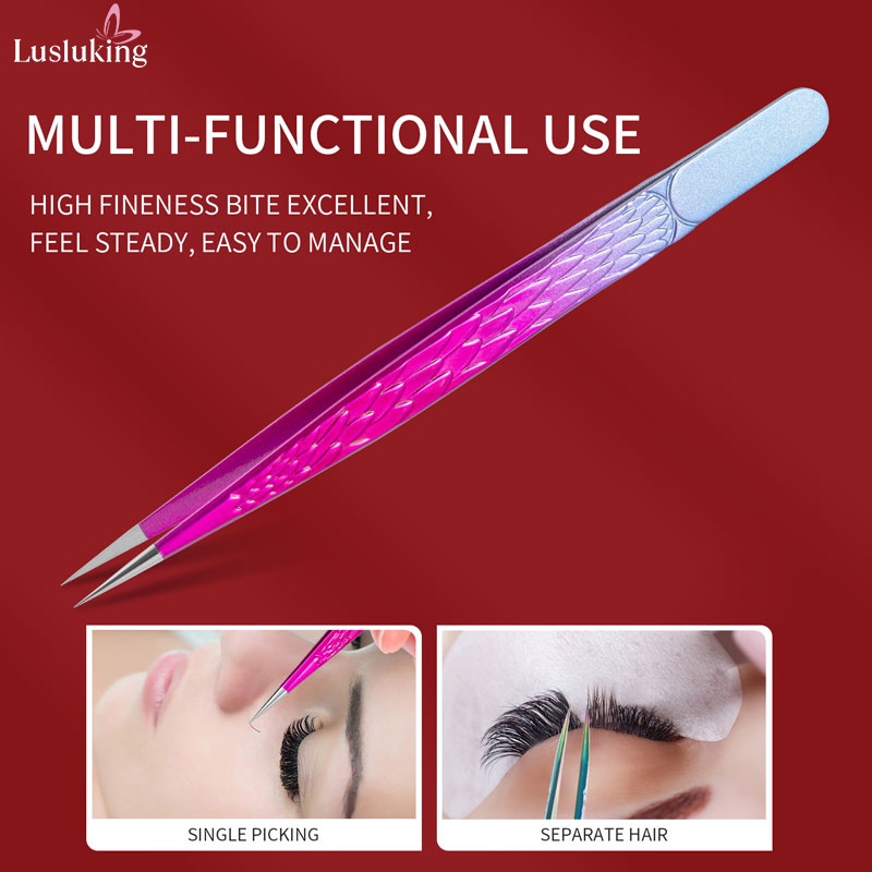 Nhíp gắn lông mi thẳng LUSLUKING bằng thép không gỉ
