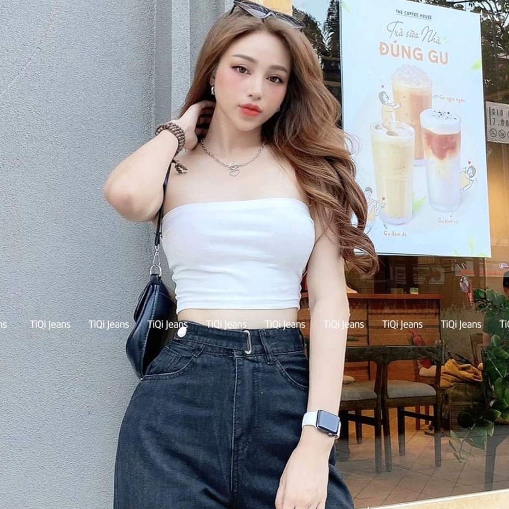 Áo Ống Croptop Chất Thun Dày Dặn Co Giãn 3 Màu Cơ Bản Trắng Đen Nâu Mẫu Hot Mùa Hè Kèm Ảnh Thật Cận Chất Vải