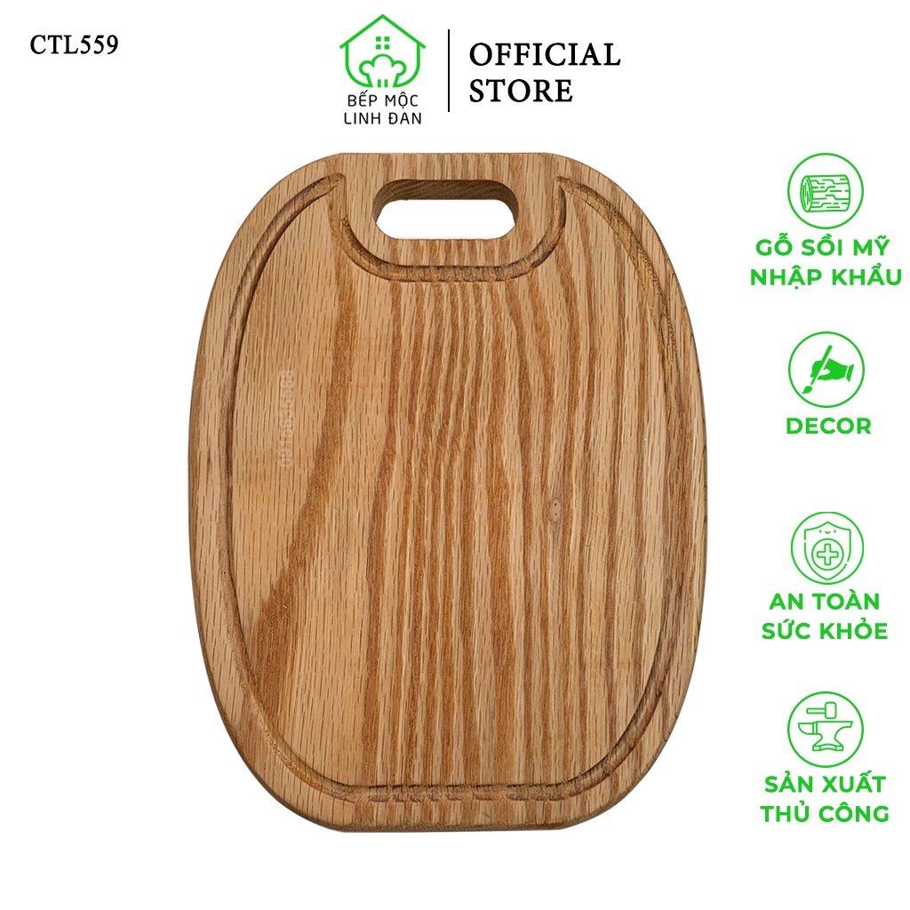 Thớt Gỗ Sồi Nguyên Tấm HAHANCO Vân Đẹp Không Hóa Chất Độc Hại [CTL559]