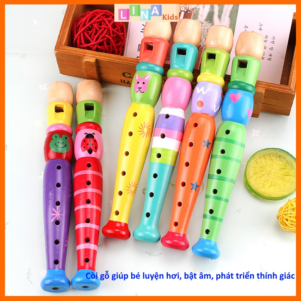 Đồ chơi kèn gỗ, còi gỗ phát triển thính giác, giúp bé luyện hơi, bật âm hỗ trợ bé nhanh biết nói