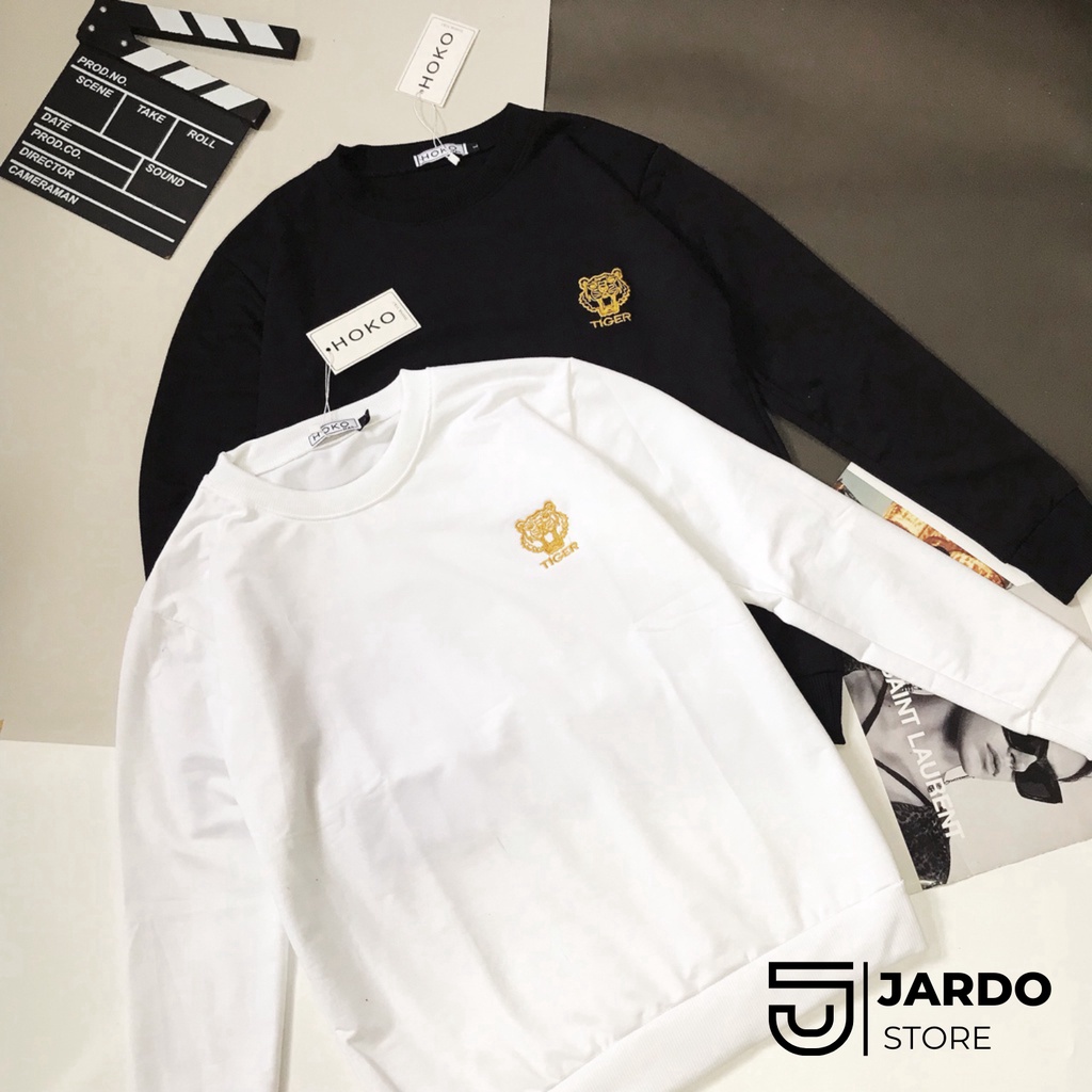 Áo Sweater Nỉ Unisex Nam Nữ Dài Tay In Thêu Họa Tiết HỔ, Chất Vải Nỉ Da Cá Dày Dặn, Áo Đôi Thu Đông