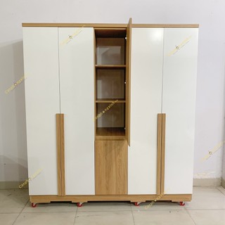 Tủ quần áo, tủ áo 5 cánh tay năm gỗ, có nhiều hôc kéo, ngăn để đồ đa năng, gỗ MDF, CPX-T18