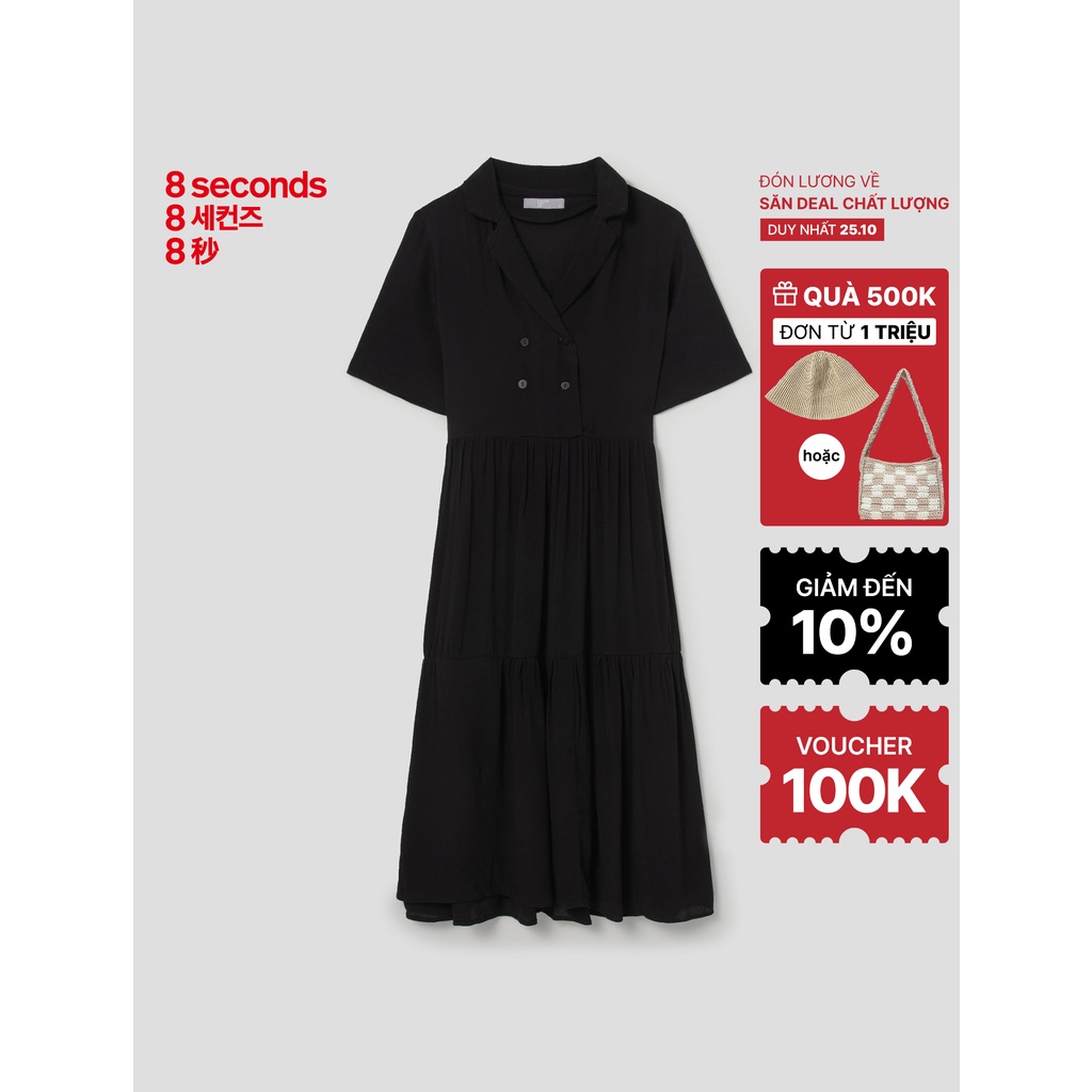 Đầm dài nữ 8seconds màu đen - 322471LY35