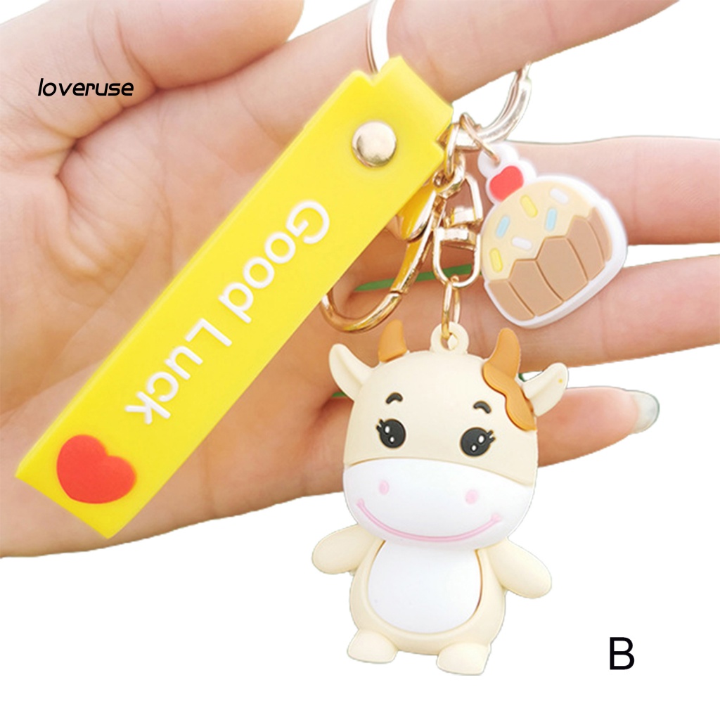 Móc Khóa Hình Bò Sữa Hoạt Hình Đáng Yêu