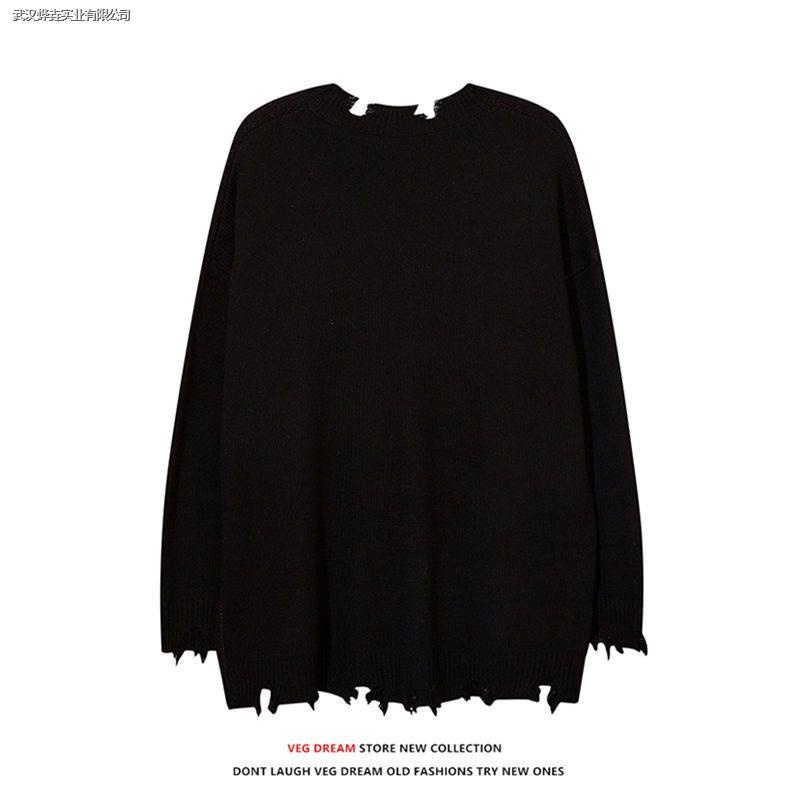 Áo Sweater Dáng Rộng Thiết Kế Xẻ Rách Phong Cách Đường Phố Âu Mỹ Cá Tính Dành Cho Nam Và Nữ