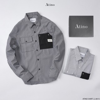 Áo sơ mi dài tay nam sọc caro atino vải cotton mềm mịn thoáng mát form regular sm2.4015
