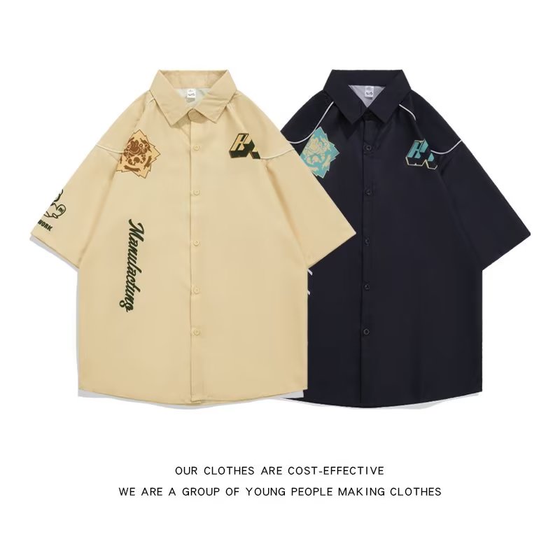 Áo Sơ Mi Tay Ngắn Dáng Rộng In Họa Tiết Thời Trang Đường Phố Mỹ 2022 Chất Lượng Cao Cho Nam