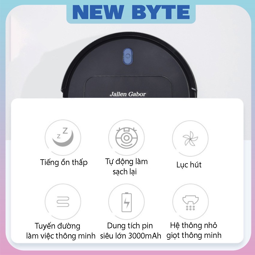 Robot hút bụi lau nhà không dây thông mình tự động phun sương, máy hút bụi cao cấp có tia UV tự tránh chướng ngại vật