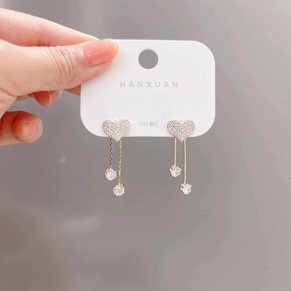 Đôi Khuyên Tai HìNh TráI Tim ĐíNh Kim Cương Giả ThờI Trang Cho Nữ