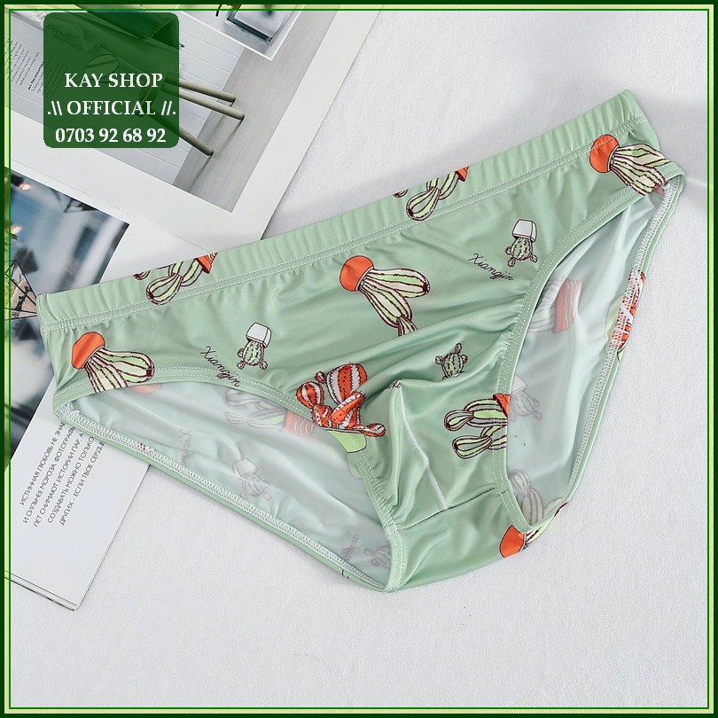 Quần lót nam tam giác thun lạnh họa tiết hoạt hình trẻ trung - Quần sịp nam ôm mông căng tròn đẹp mặc mát mẻ