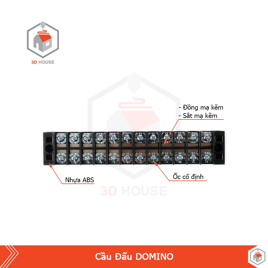 Cầu Đấu Dây Điện Domino  TB-25A 600V 4/6/8/10/12P