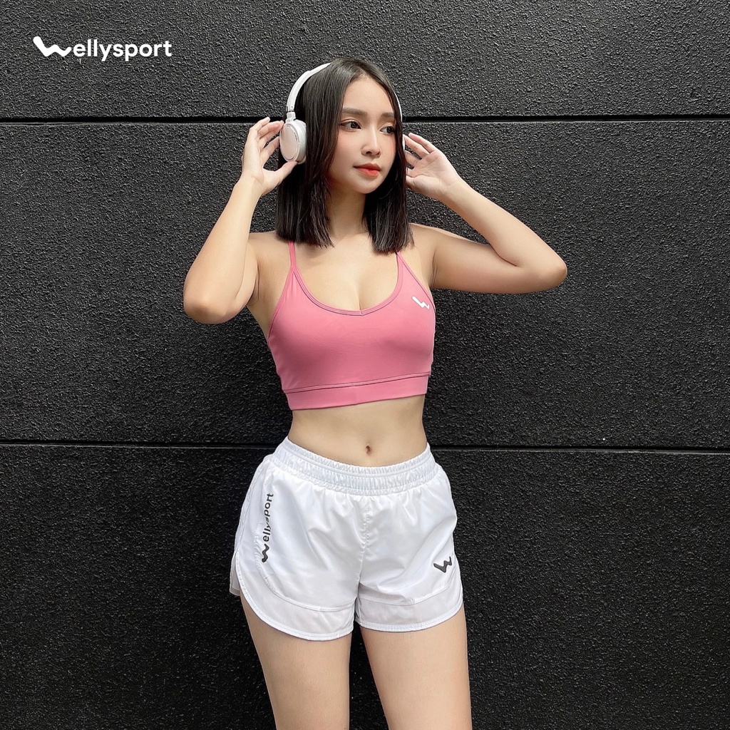 Quần Short Nữ, Tập Gym, Chạy Bộ, Màu Trắng, Welly Sport, Mã QSNT