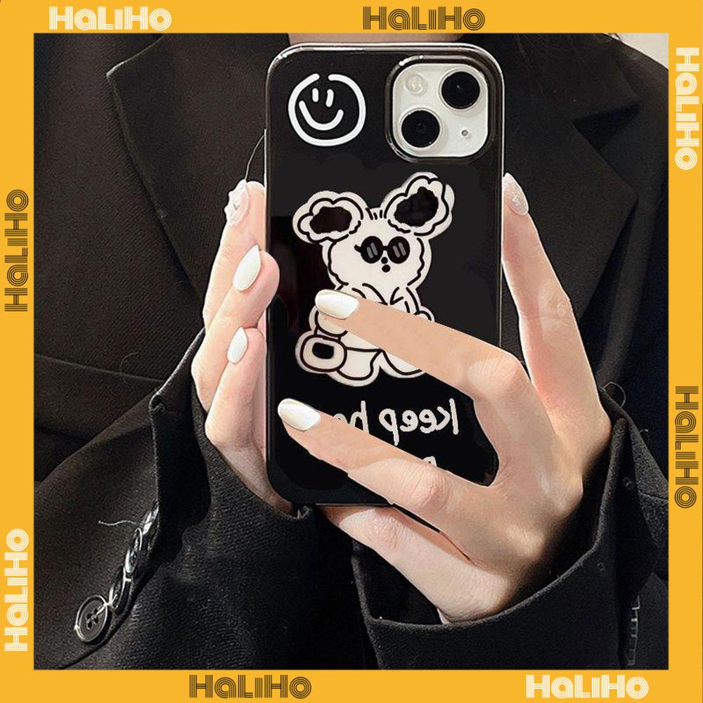 Ốp điện thoại TPU mềm hình chó đeo kính mát màu đen thích hợp cho dòng iPhone 14 13 12 11 Plus Pro Max 7 Plus X XR